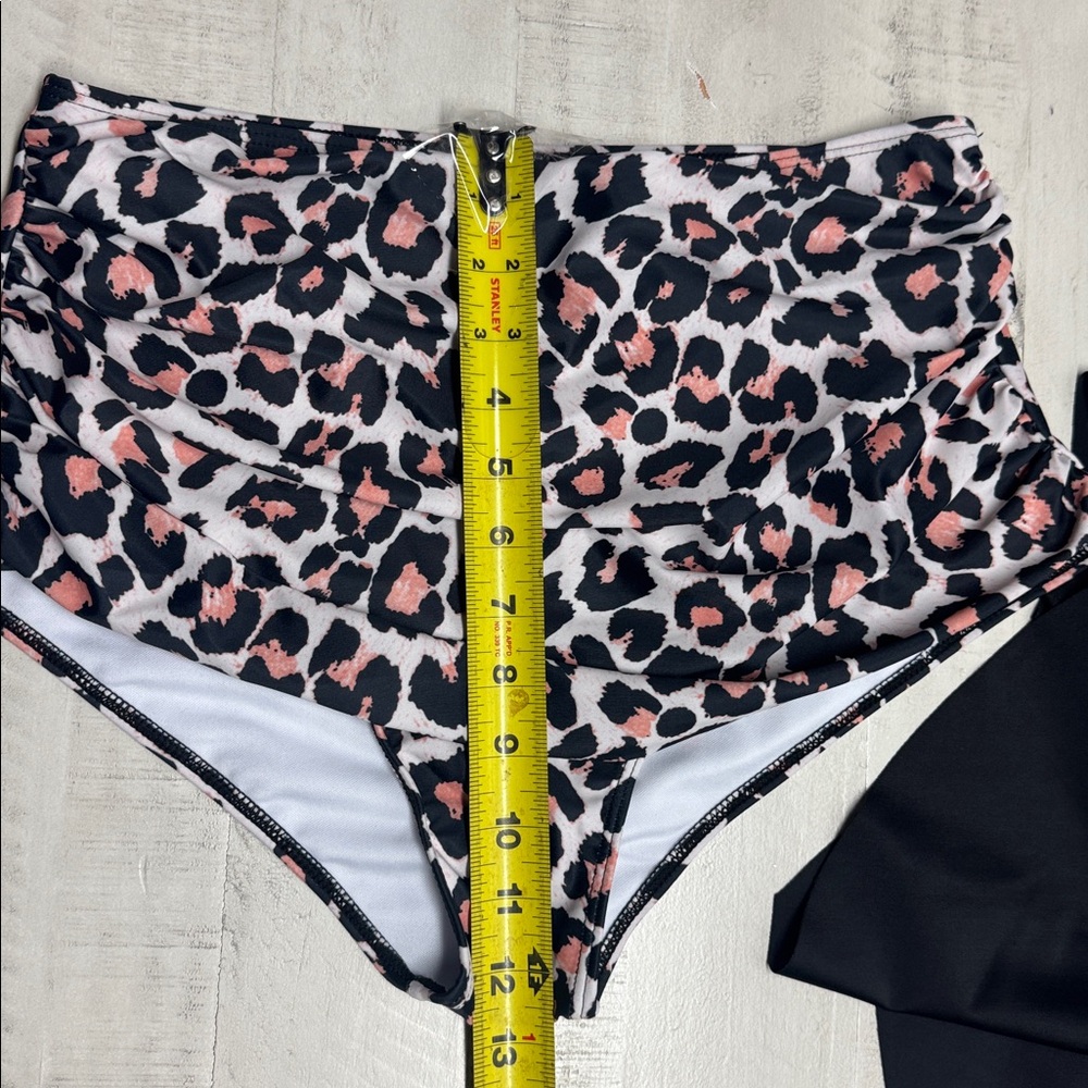 Two Piece Bathing Suit Ruffled Flounce Top with high waisted bikini bottoms - Picture 7 of 11